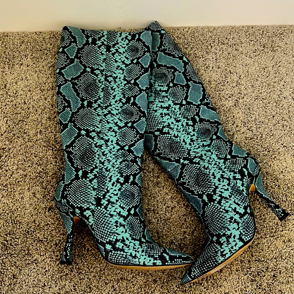 Teal and Black Boots